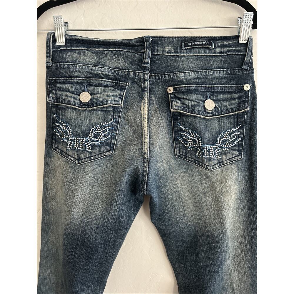 Rock & Republic Stevie Low Rise Bootcut 29 X 33 Jeans Y2K 90s Distressed‎ Blue